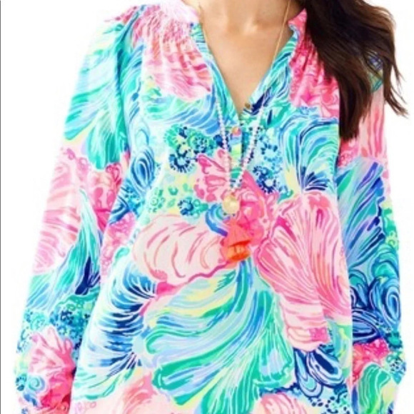 •Lilly Pulitzer• Beach Please Elsa Silk Blouse NWT - Picture 4 of 8
